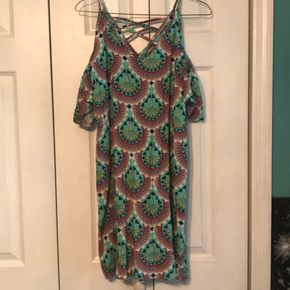 Summer shoulderless print dress